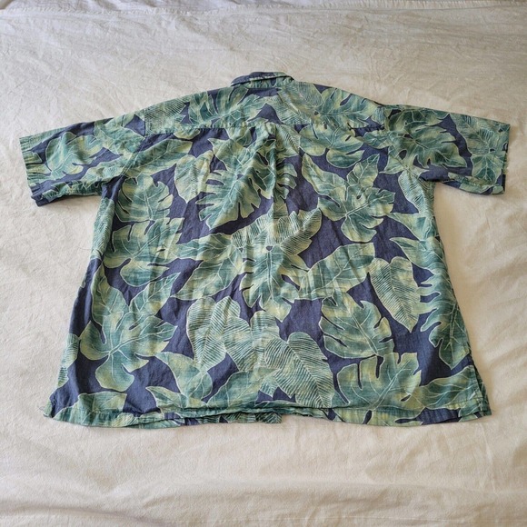 Cooke Street Hawaiian Shirt Mens Size XL Blue Green Palm Leaves Floral - Picture 5 of 5